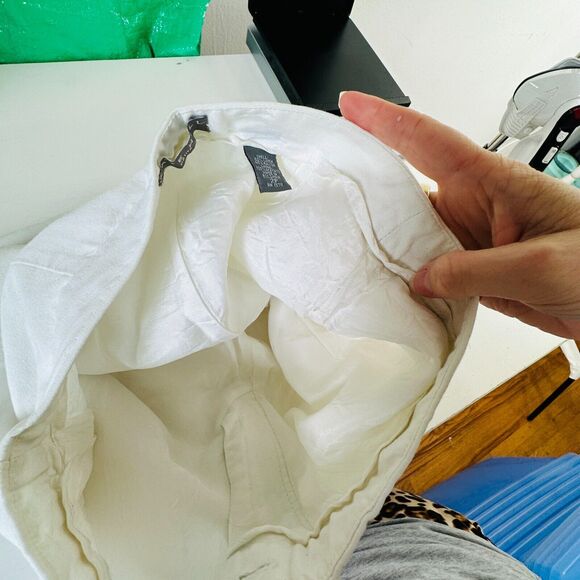 Kate Hill Petit White Linen High-Rise Flat Front Side Pockets Dress Pants 2P - Picture 10 of 14